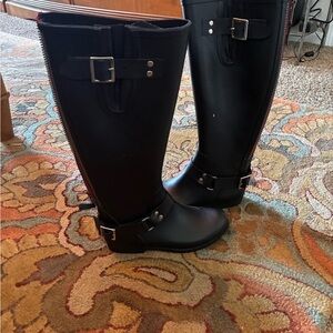 STEVE MADDEN Black Buckle Over the Knee Boots
